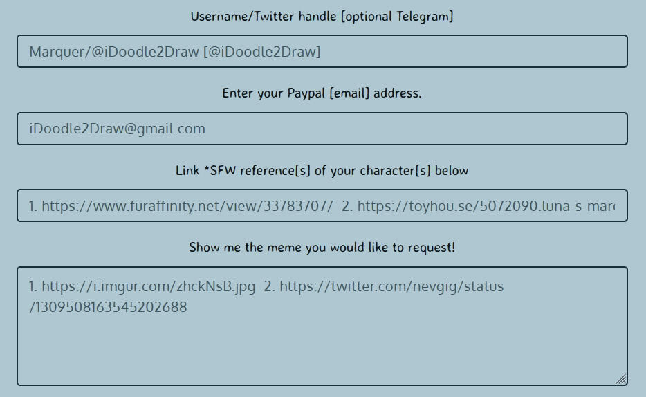 EXAMPLE of filled out form
